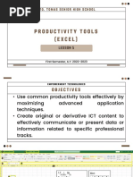 E Tech Lesson 5 Productivity Tools Excel