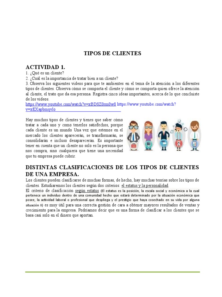 Clasificación de Tipos de Clientes | PDF | Cliente | Marketing
