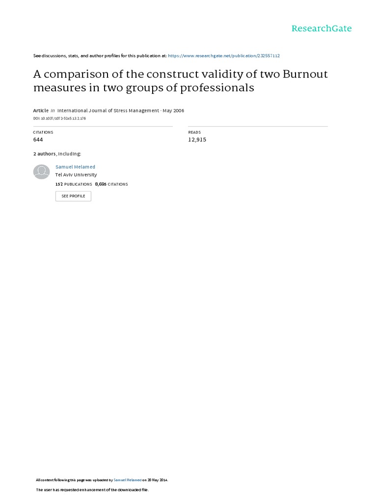 A Comparison of The Construct Validity of Two | PDF