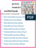 Sample Pages From All-Year First Grade ELA and Math Bundle: Packets Included in This Mega Bundle