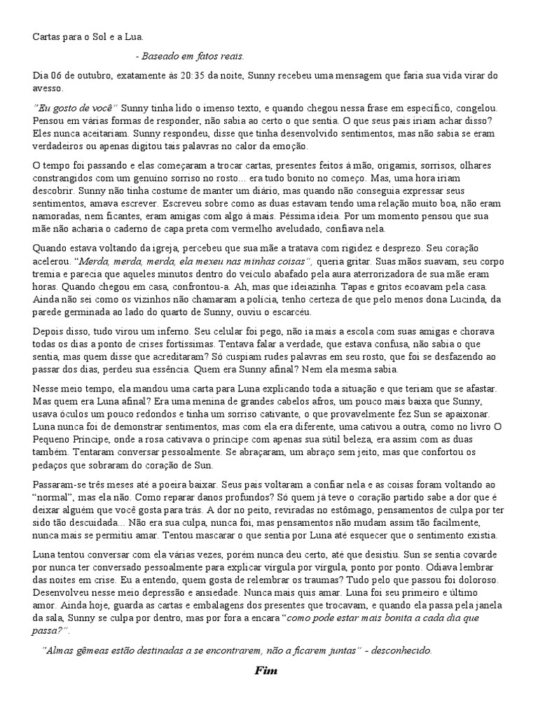 Cartas de um Amor Proibido | PDF | Amor | Pensamento