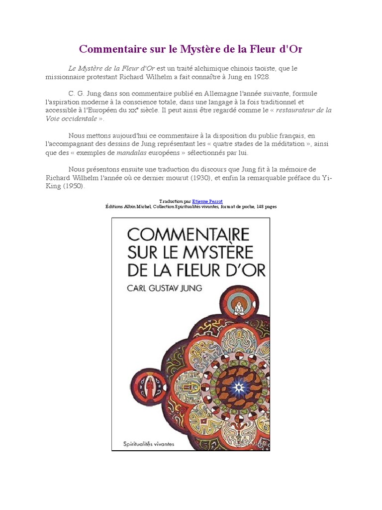 Commentaire sur la Fleur d'Or de Jung | PDF