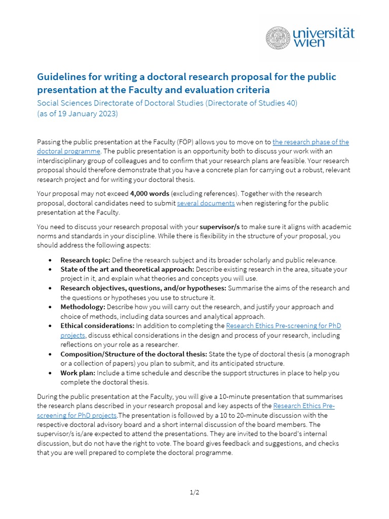 SoSci Guidelines ResearchProposal 2023 01 19 | PDF | Doctor Of ...