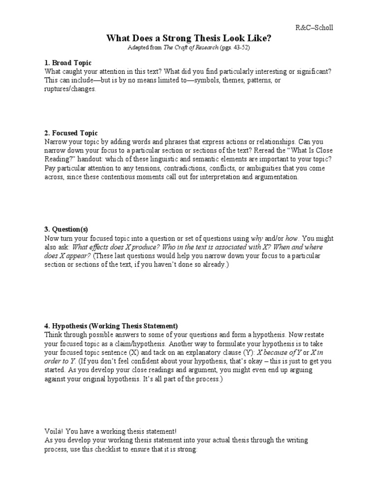 What does a strong thesis look like pdf