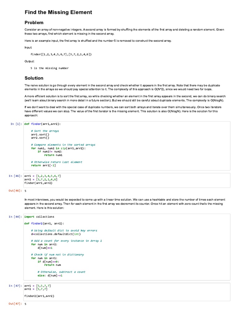 array-sequence-interview-solution-find-the-missing-element-pdf
