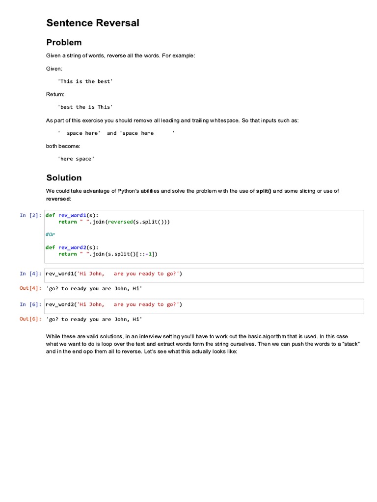 Array-Sequence-Interview-Solution - Sentence Reversal - Jupyter ...