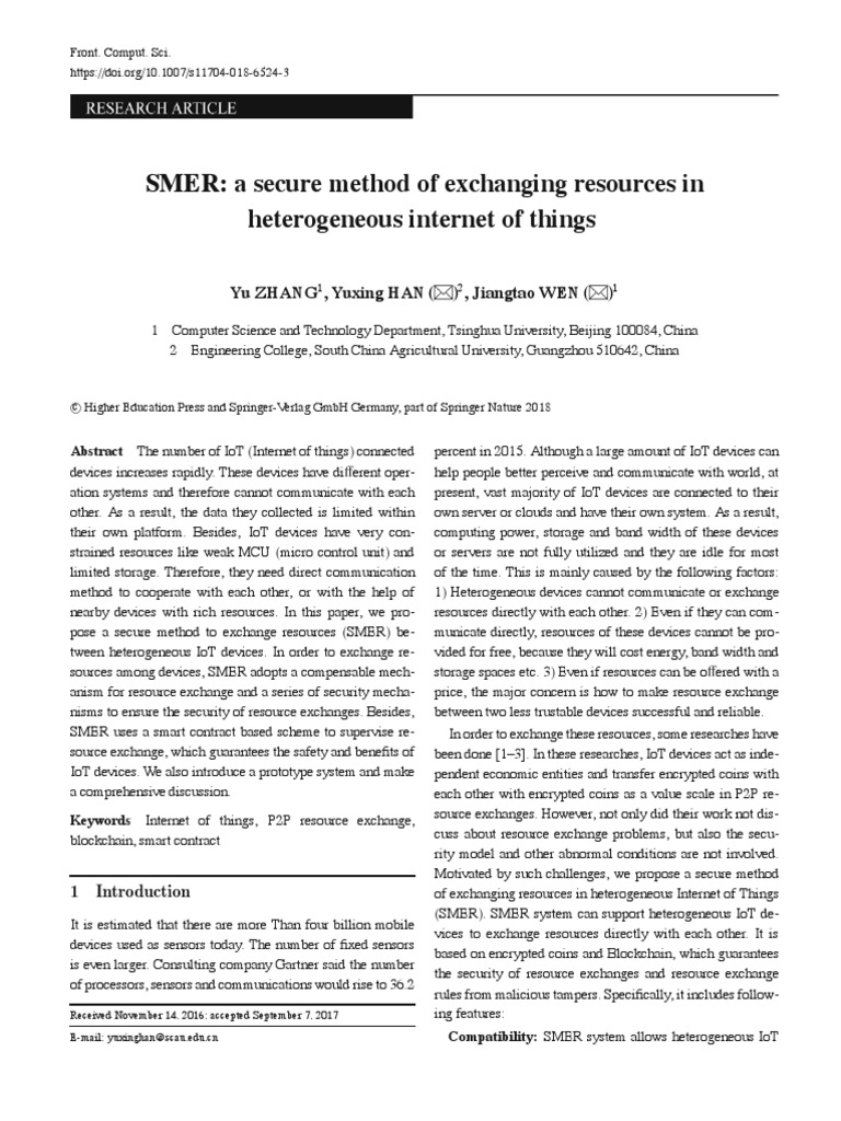 SMER A Secure Method of Exchanging Resources in Heterogeneous