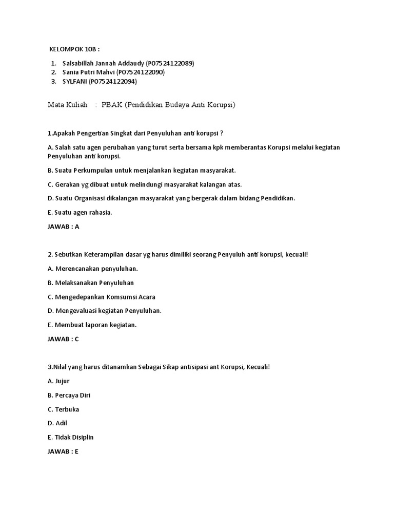 Soal PBAK Kel 10B | PDF | Karier & Perkembangan
