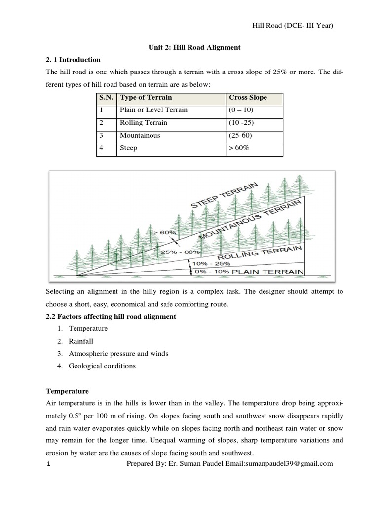 2 0 Hill Road Alignment Pdf Rain Surveying