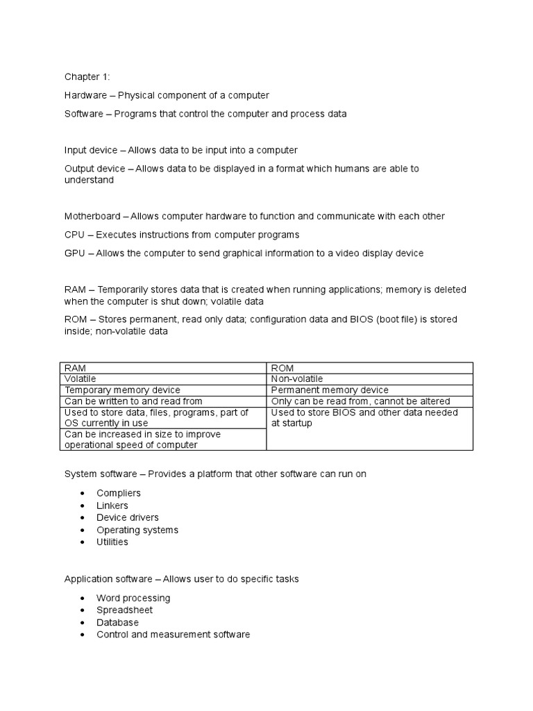 Notes For ICT IGCSE Chapter 1 - 3 | PDF | Computer Data Storage | Hard ...
