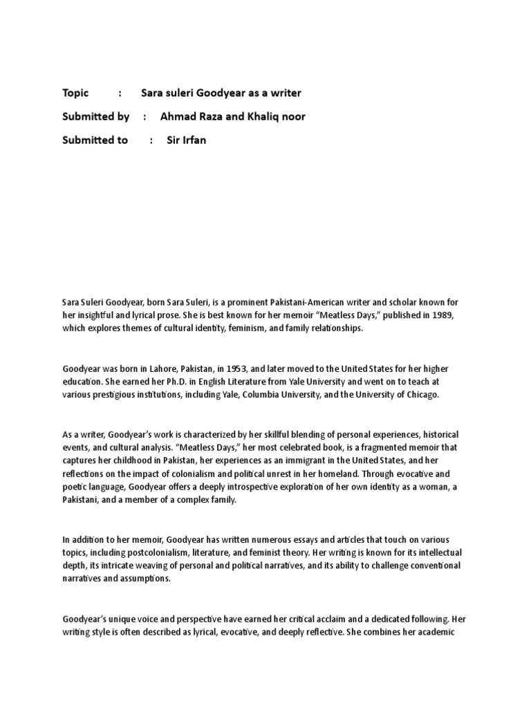 Sara suleri goodyear as a writer download free pdf feminism