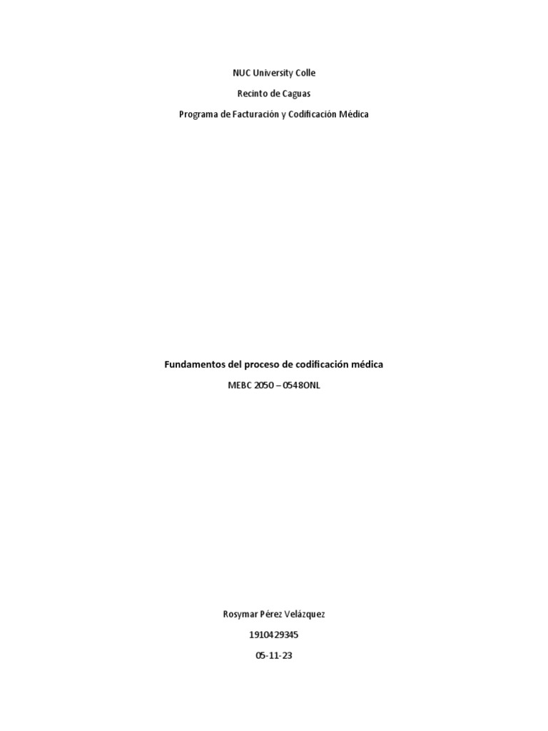Tarea 2.1 Mebc 2050 Terminada | PDF | Diagnostico medico | Medicare ...