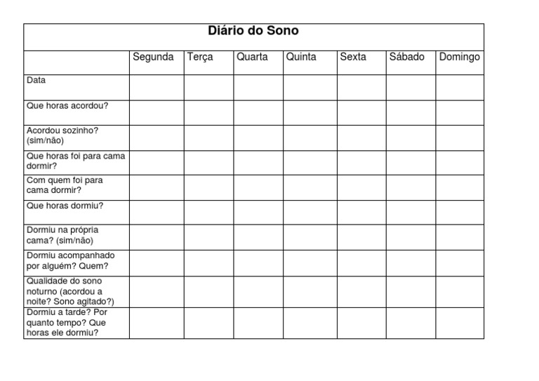 Diário Do Sono Pdf