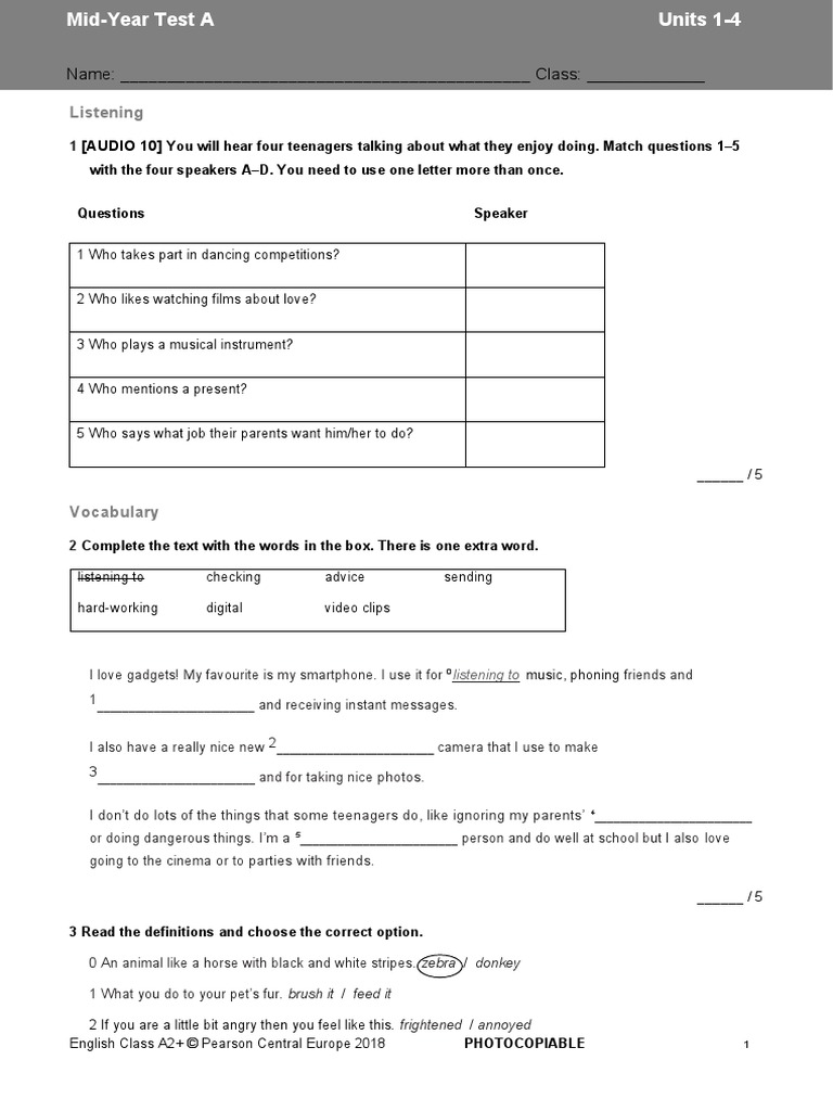 ECA2 Tests Mid-Year Test A 2018 | PDF | Mobile App | Adolescence