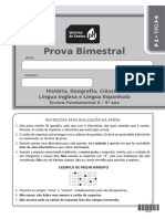 Prova 9º Ano - História, Geografia, Ciências e Inglês