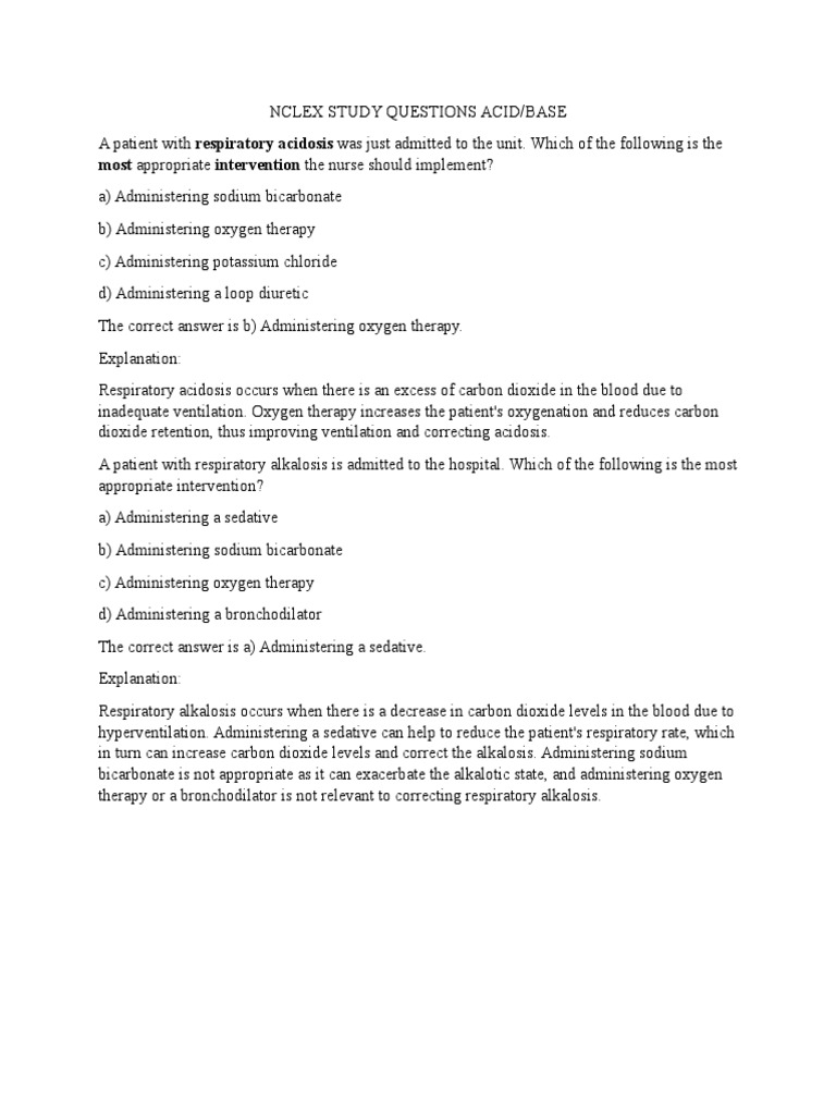 nclex acid base questions