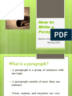 Lecture On Paragraph Writing Main - Spring 2023