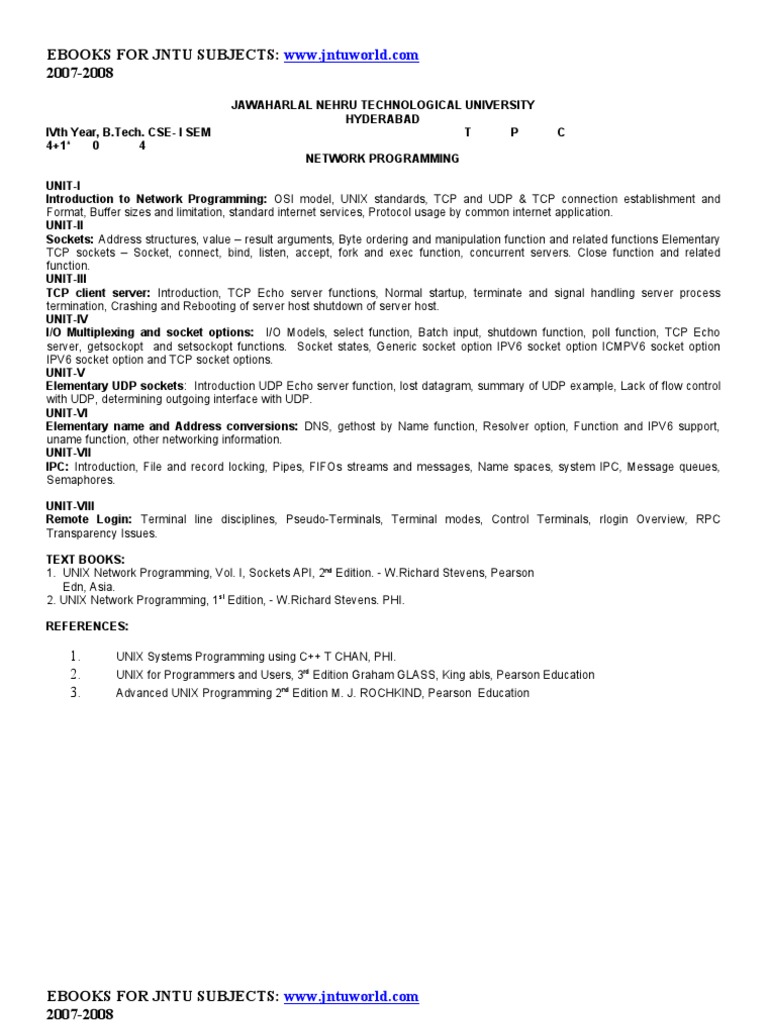 JNTU CSE Syllabus Overview 2007-2008 | PDF | Java Servlet | Data ...