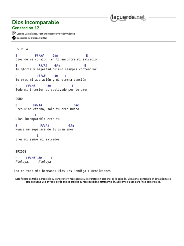 DIOS Generación 12 Acordes PDF
