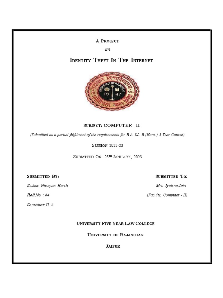 IDENTITY THEFT IN THE PDF Privacy Identity Theft