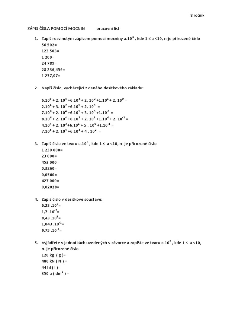 vy-32-inovace-01-c-05-zapis-cisel-pomoci-mocnin-pracovni-list | PDF