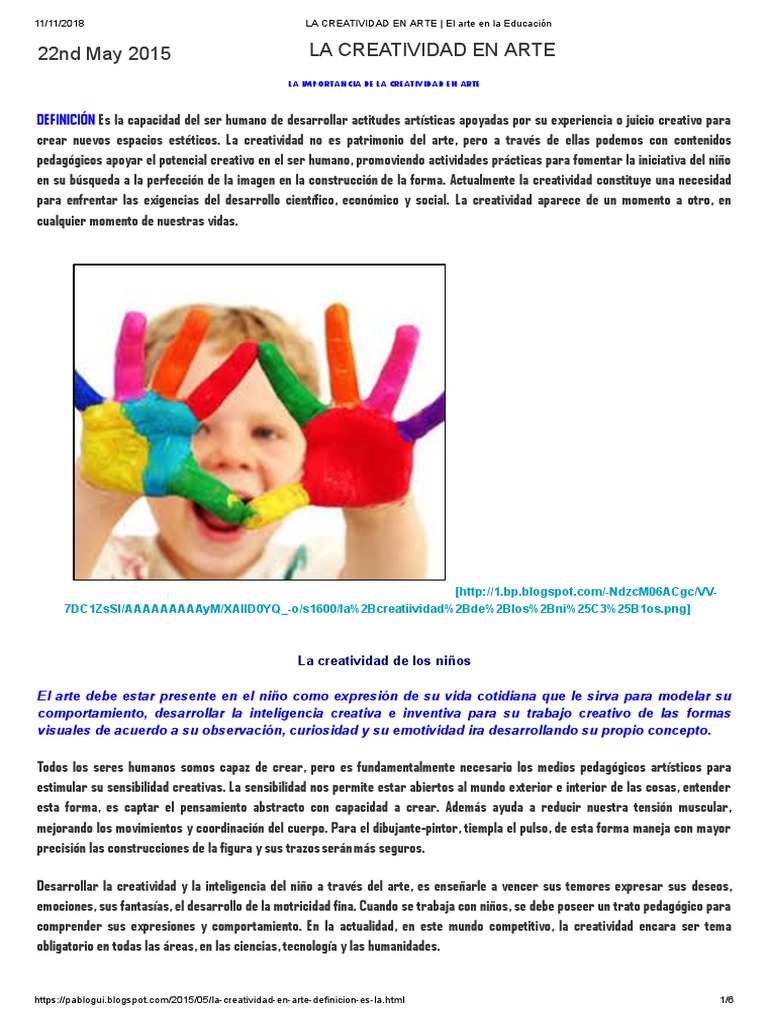 Creatividad Infantil en el Arte Escolar | PDF | Creatividad | Aprendizaje