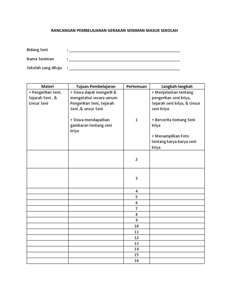 Format Rencana Pembelajaran | PDF