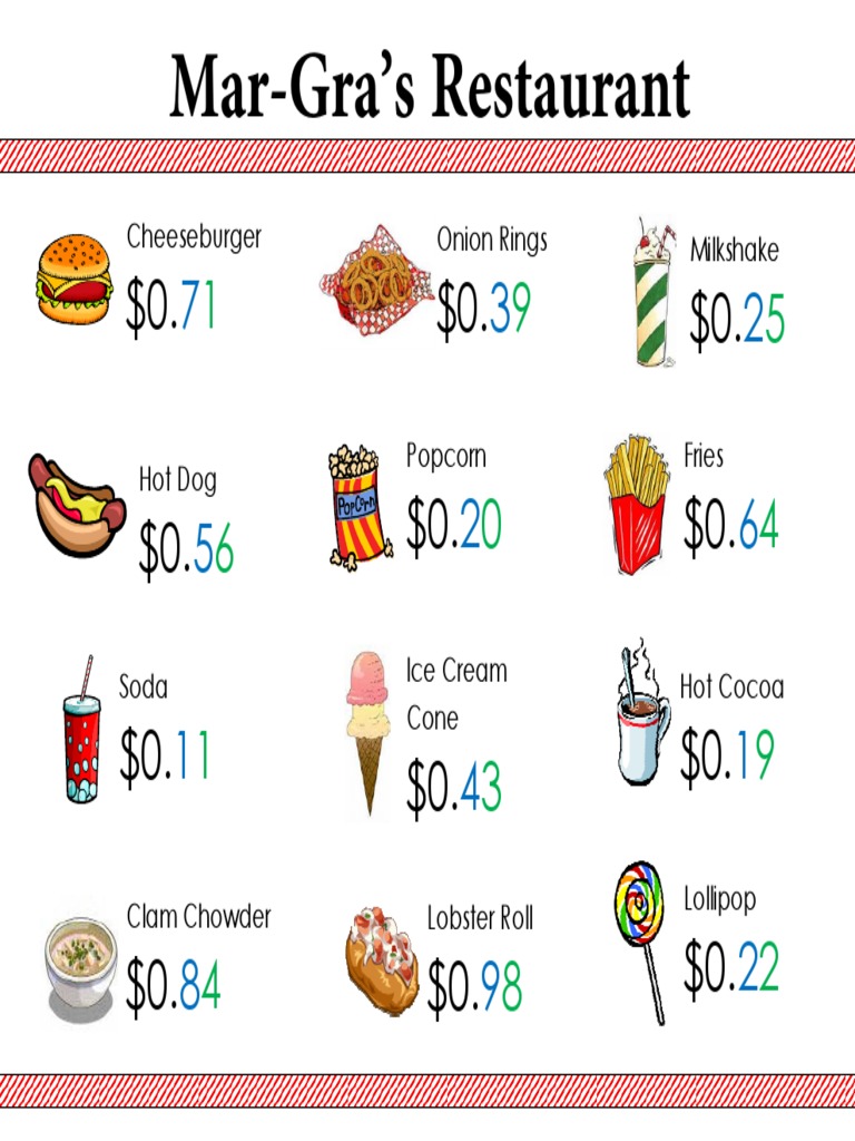 Mar-Gra's Restaurant Menu Prices | PDF