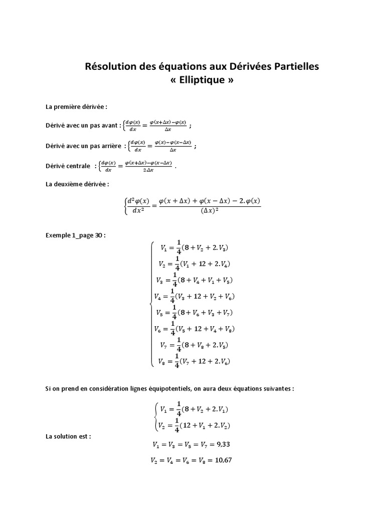 Exercice 2 Résolution Des Équations Aux Dérivées Partielles PDF