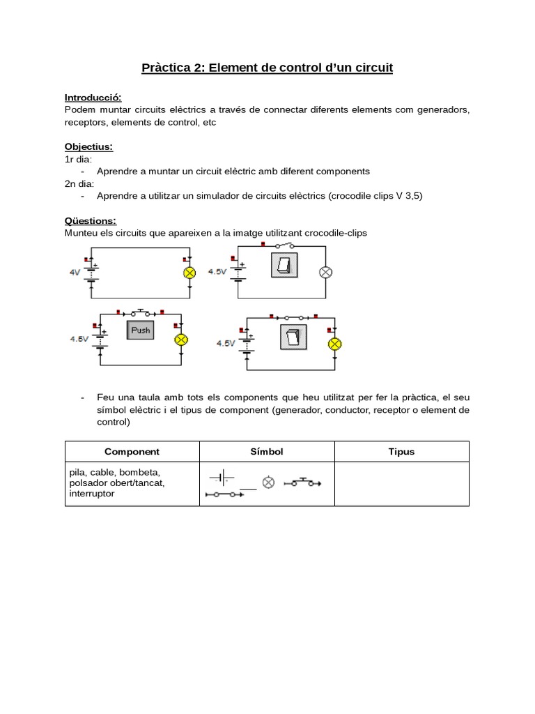 Pràctica 2 - Element de Control D'un Circuit - Documents de Google | PDF
