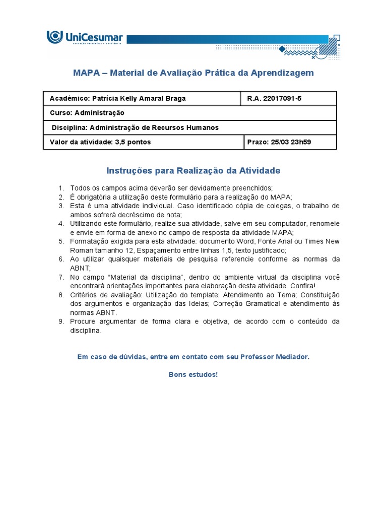 MAPA Administração de Recursos Humanos | PDF | Gestão de recursos humanos
