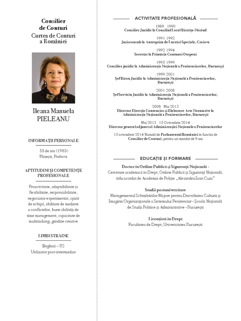 Pieleanu Ileana Manuela CV Ro | PDF