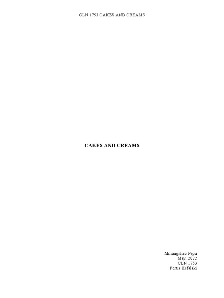 Cakes and Cream Final Exam 2 PDF Cakes Chocolate