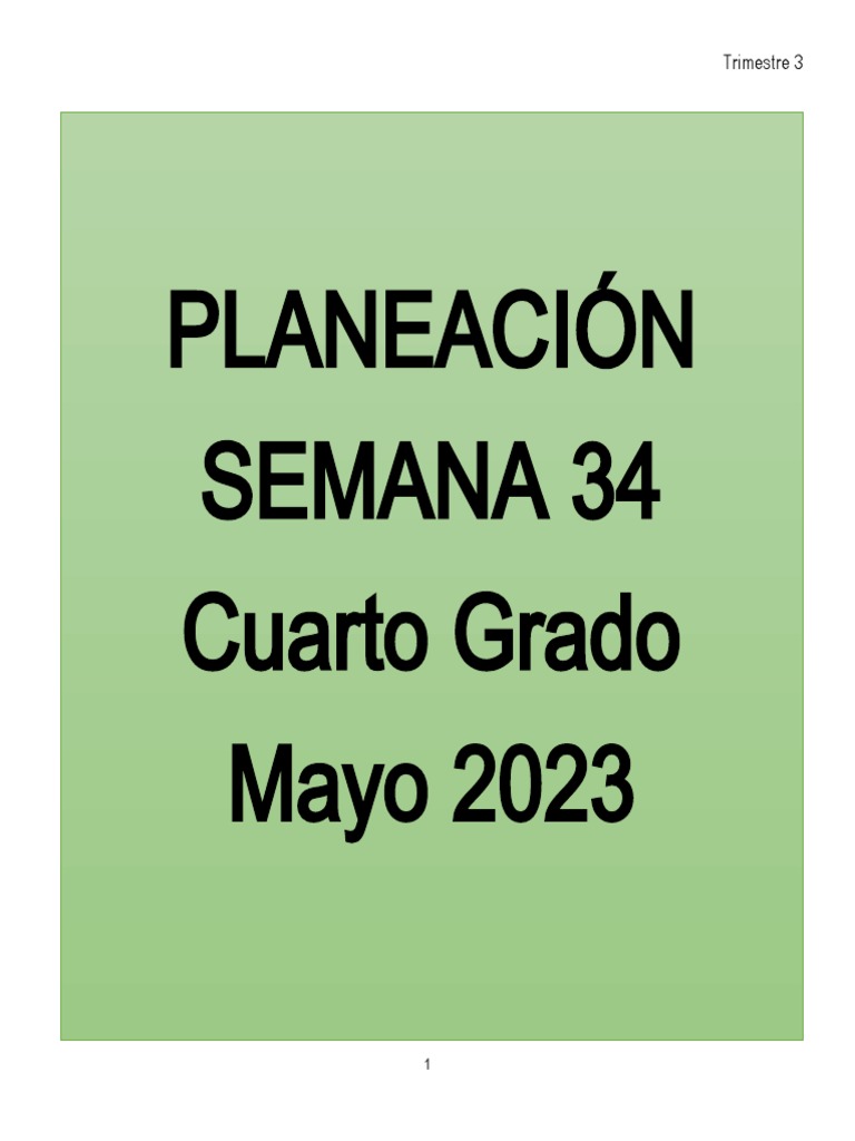 4 Planeacion Semana 34 Cuarto Grado 2023 | PDF