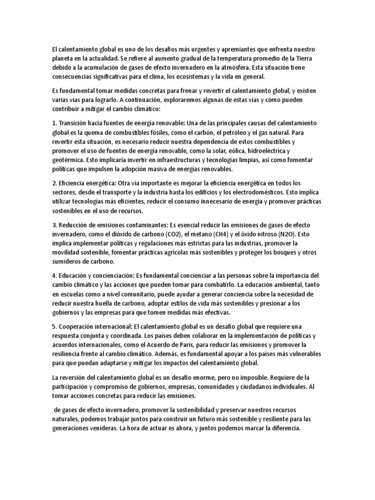 Estrategias para combatir el calentamiento global | PDF | Ciencia y ...