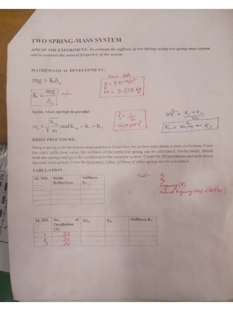 Two Spring Mass System | PDF