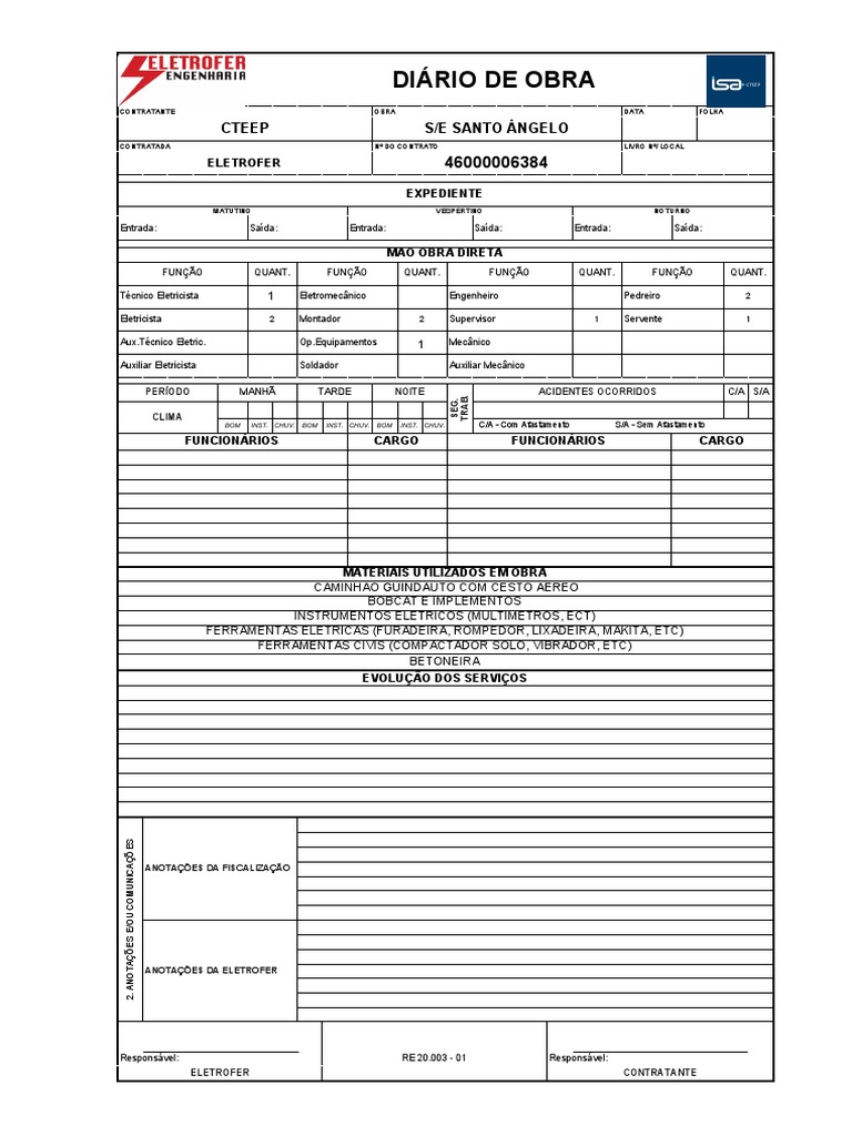 Diario de Obra: Registro RDO | PDF