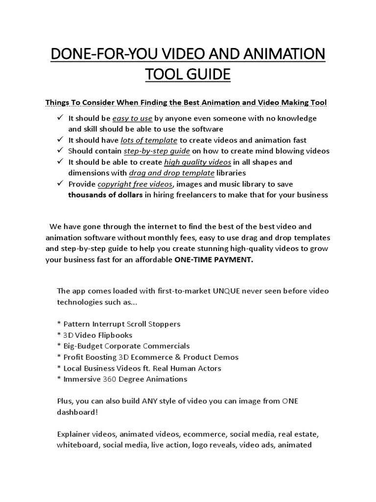 Free Done-For-you Video and Animation PDF Guide | PDF | Communication ...