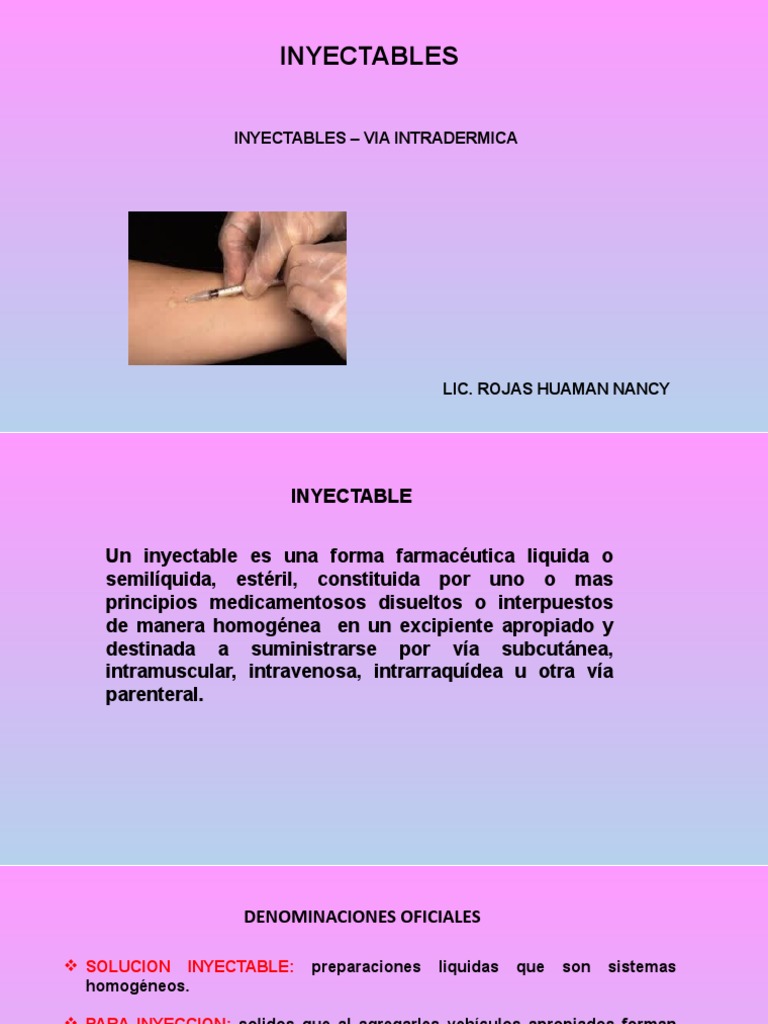 Inyectables | PDF | Inyección (medicina) | Medicamentos con receta