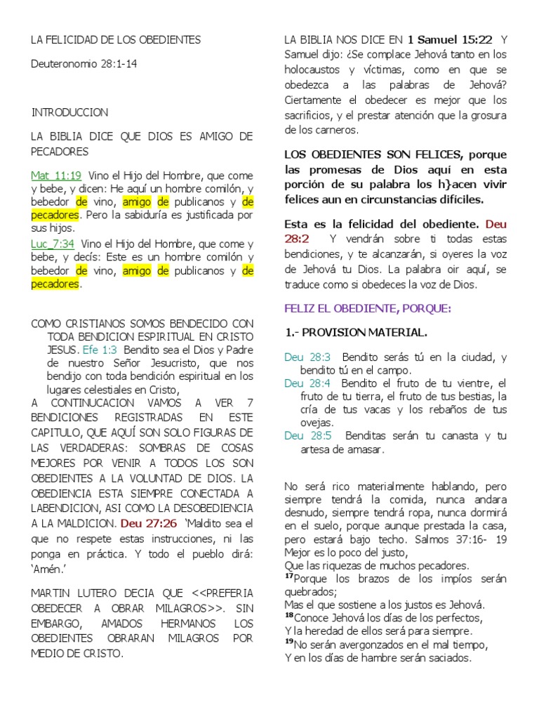 Bendiciones de la Obediencia en Deuteronomio | PDF | Cristo (título ...
