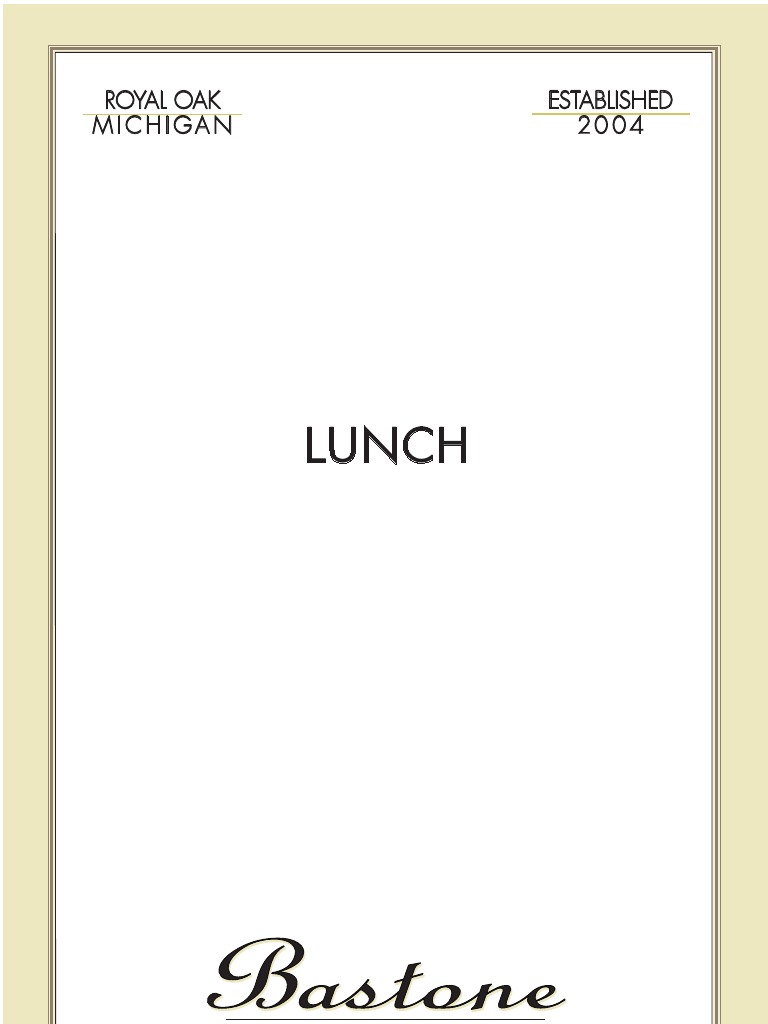 Bastone Lunch Menu PDF Salad Vinaigrette