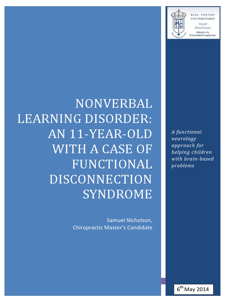 Nonverbal Learning Disorder An 11 Year Old Case of Functional