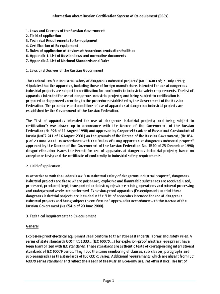 Information about russian certification system of ex equipment pdf
