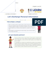 3º 4º Grado Act.1 Let's Exchange Personal Information