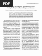 Social Influence, Sex Differences, And Judgments of Beauty- Putting the Interpersonal Back in Interpersonal Attraction