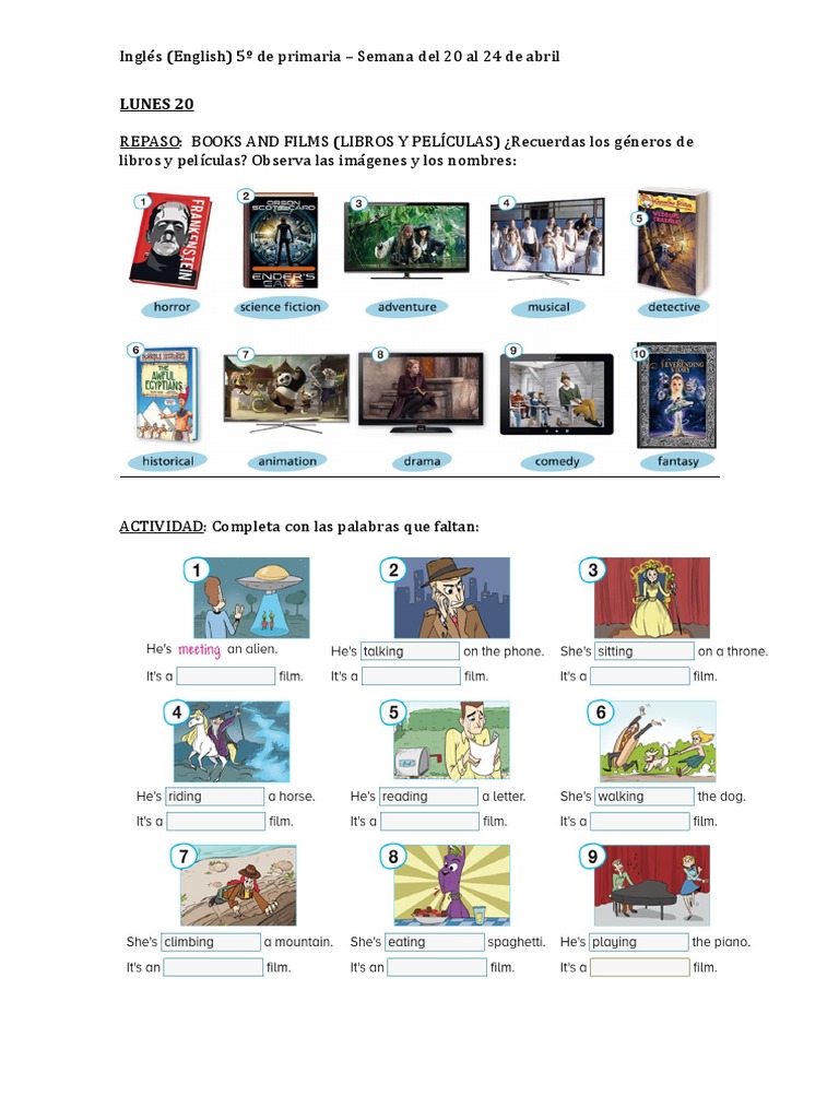 5º Primaria 20 Al 24 de Abril | PDF | Artes del Lenguaje y Comunicación