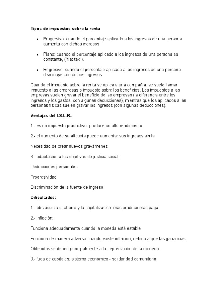 Tipos de Impuestos sobre la Renta | PDF | Impuesto sobre la renta | Seguro