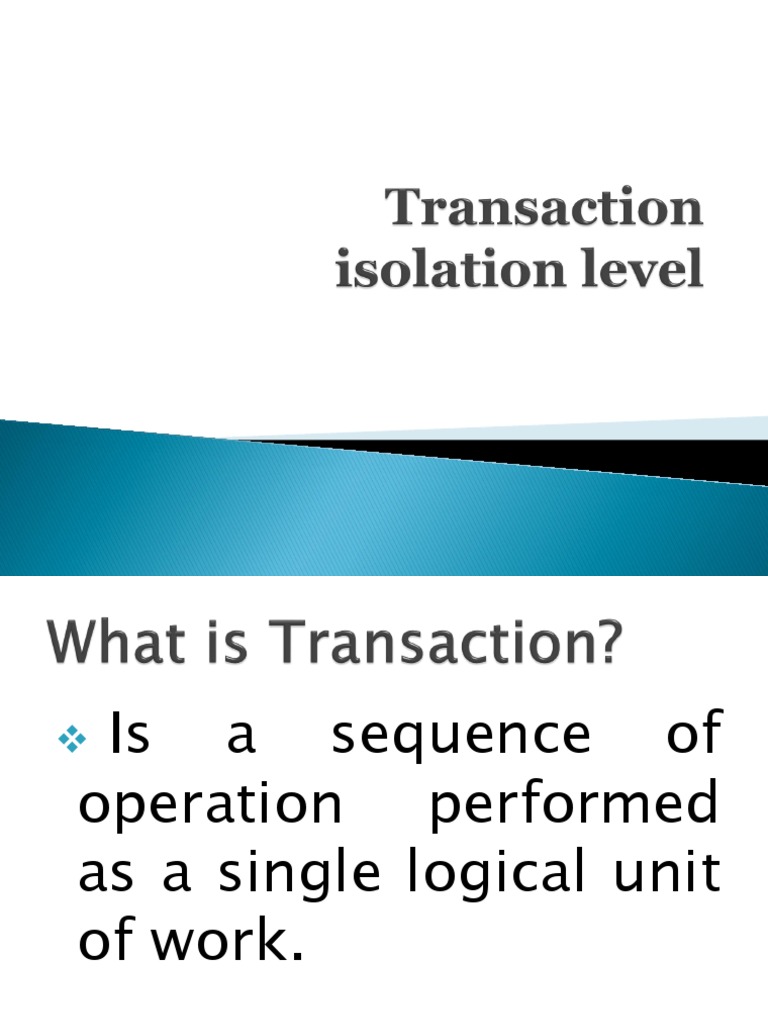 Transaction Isolation Levels PDF Synchronization Information