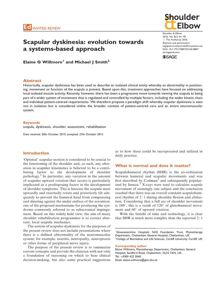Scapular Dyskinesia: A Systems Approach | PDF | Shoulder | Human Anatomy