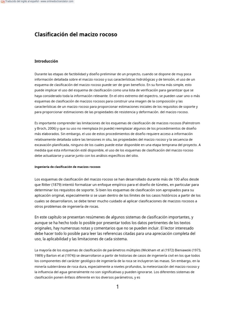 Practical Rock Engineering Chapter 3 Rock Mass Classification En Es Pdf